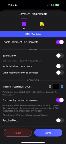 Givaway screenshot