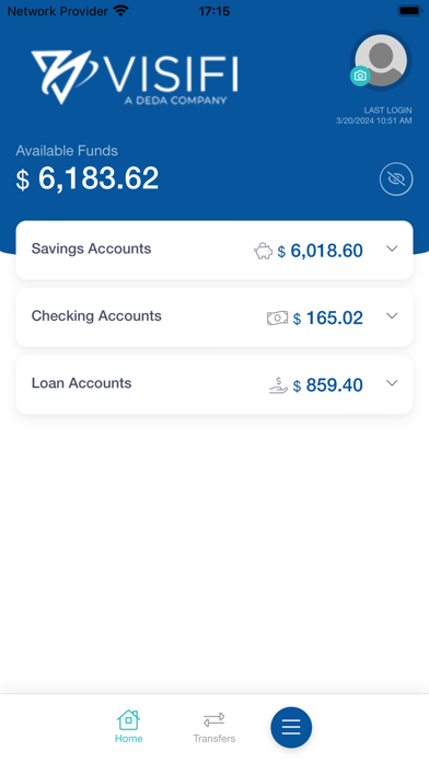 VisiFI Demo Digital Banking Screenshot