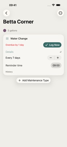 Tankwell: Water Change Timer iPhone screenshot