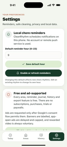 CleanRhythm Cleaning Plan iPhone screenshot