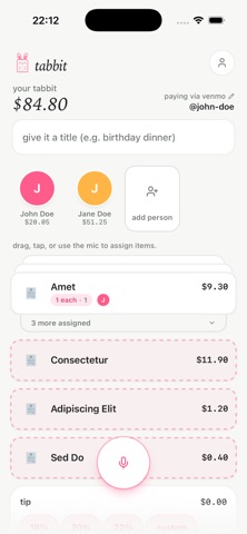 Tabbit: Split Bills Fast iPhone screenshot