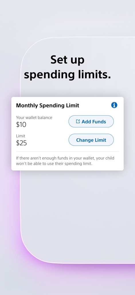 PlayStation Family - 保護者は、ウォレット残高を視覚的に確認し、月間の利用限度額を「Change Limit」ボタンから簡単に設定することで、お子様の支出を効果的に管理できます。