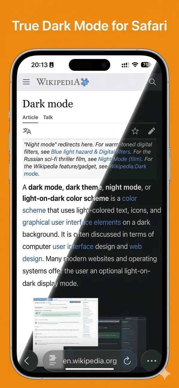 Screenshot #2 pour Noxri: Mode Sombre Safari