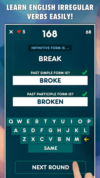 Screenshot #1 pour Irregular Verbs Test