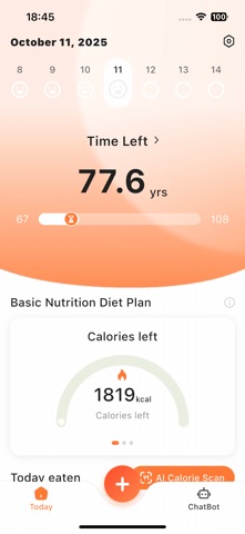 Time Left— Nutrition&Longevity iPhone screenshot