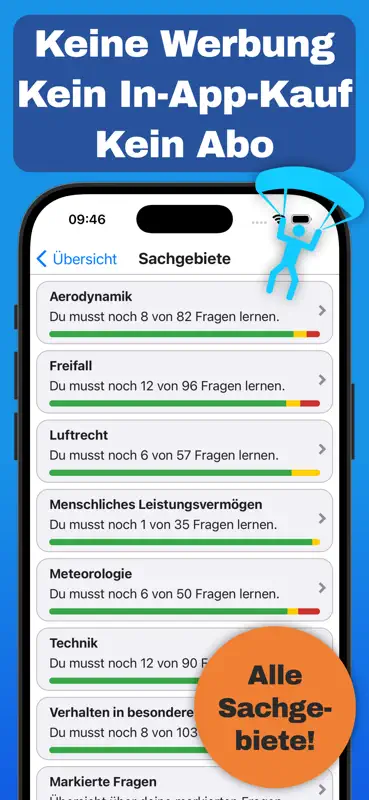 Fallschirmsprung Lernfragen screenshot 3 of 10