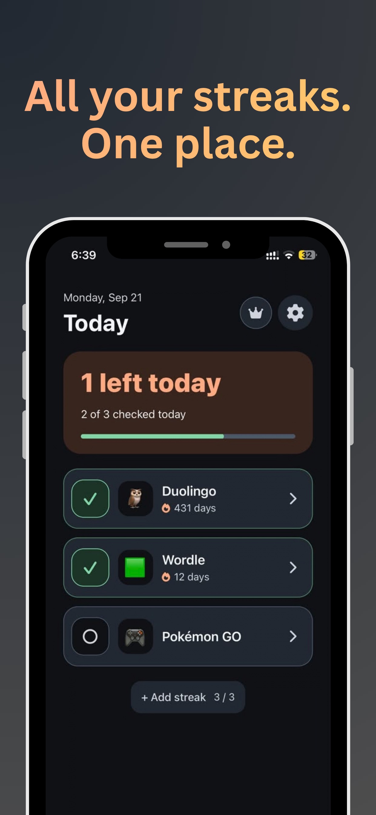 Screenshot 1 of Streak Companion Daily Tracker