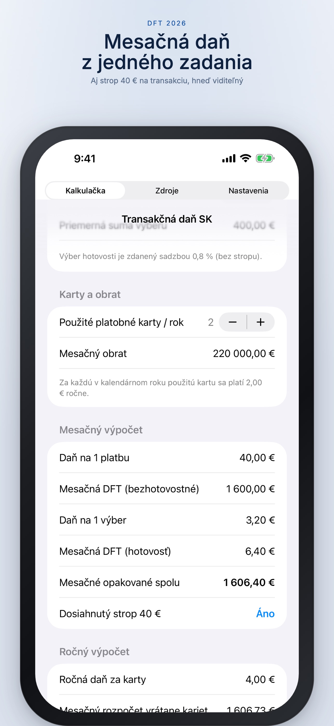 Screenshot 1 of Transakčná daň SK