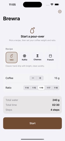 Brewra: Pour-Over Timer Screenshot 2 of 4