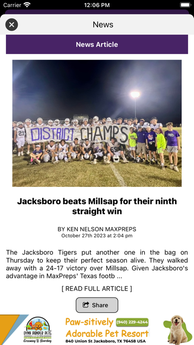 Jacksboro Tigers Athletics Screenshot