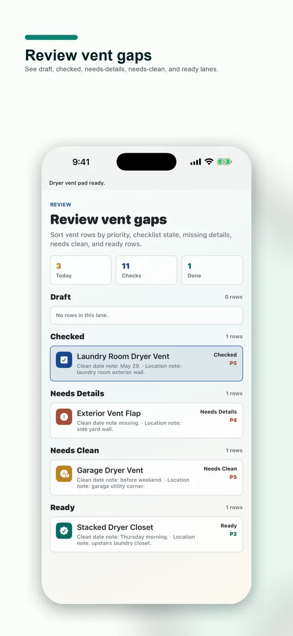 Screenshot #3 pour Dryer Vent Check Pad