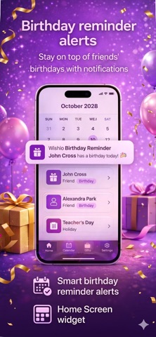 Wishio Birthday Reminder iPhone screenshot