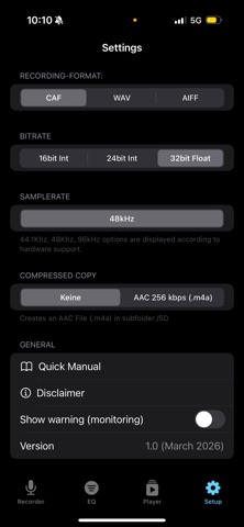 BPV Audio Recorder iPhone screenshot