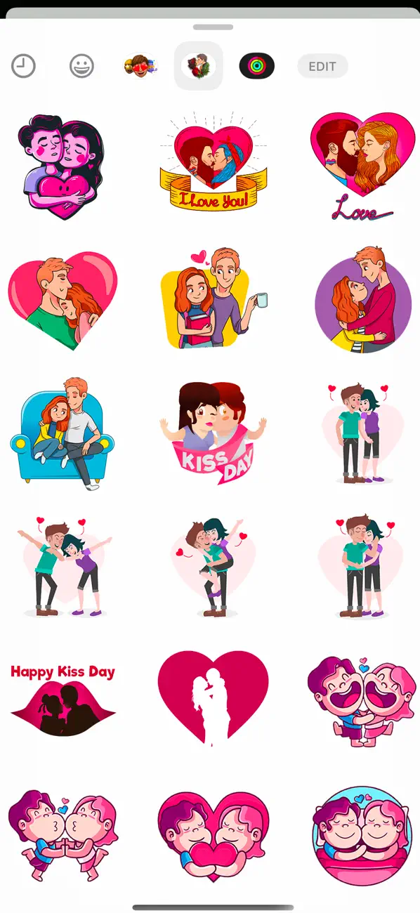 Screenshot #1 pour Romantic Kiss Stickers