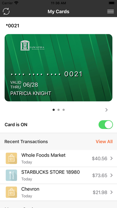 Hiawatha Card Control Screenshot