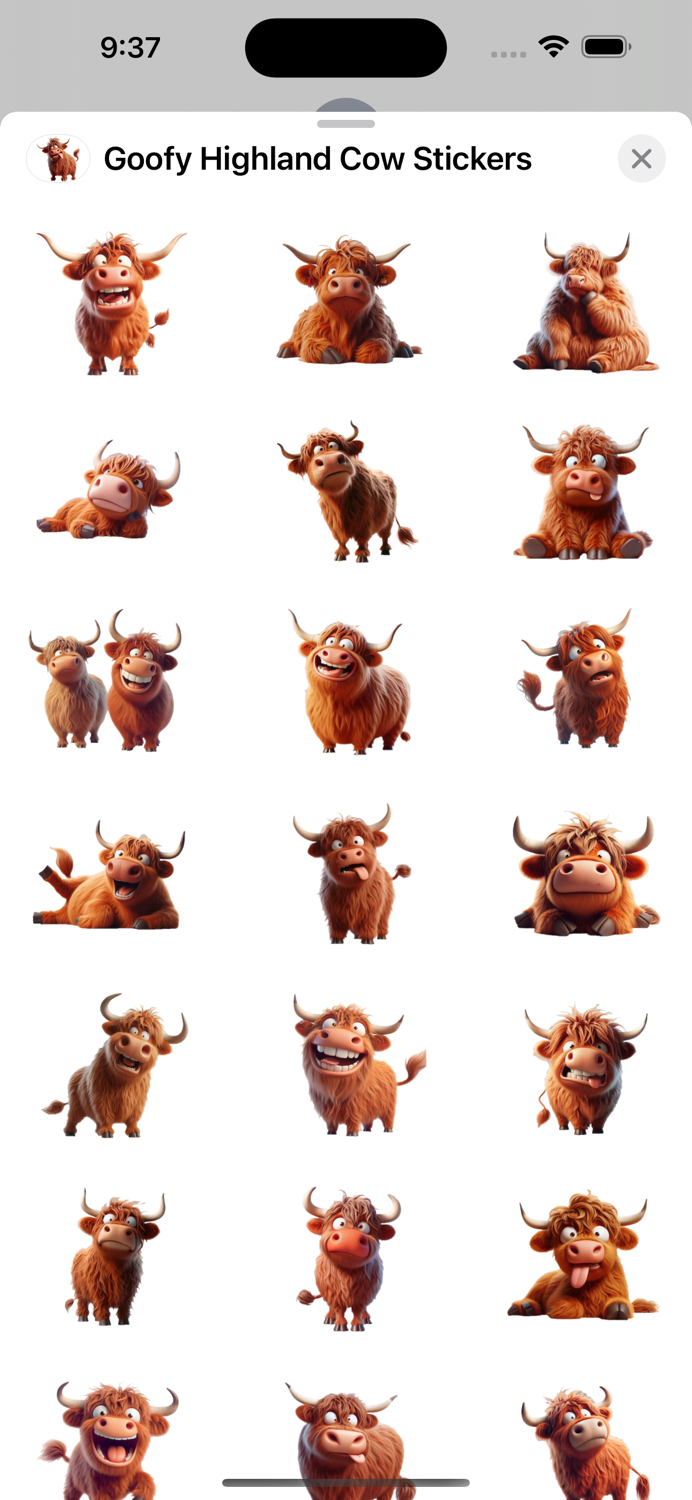 Goofy Highland Cow Stickers