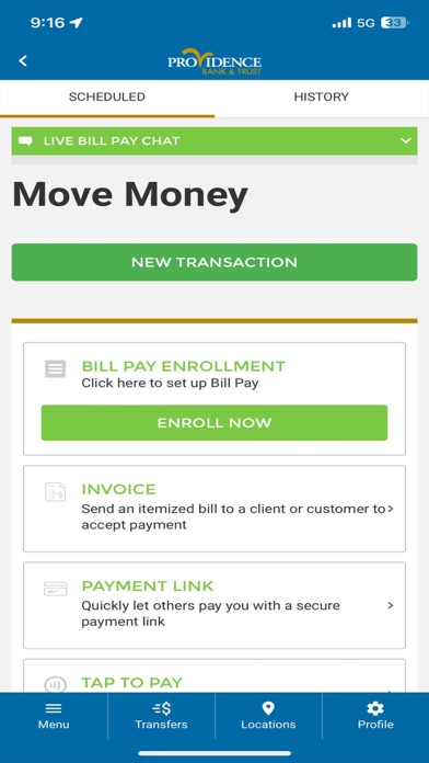 Providence Bank & Trust Screenshot
