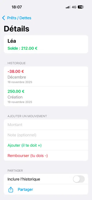 Prêts & Dettes screenshot 2