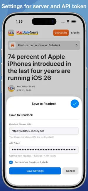 Save to Readeck screenshot 3