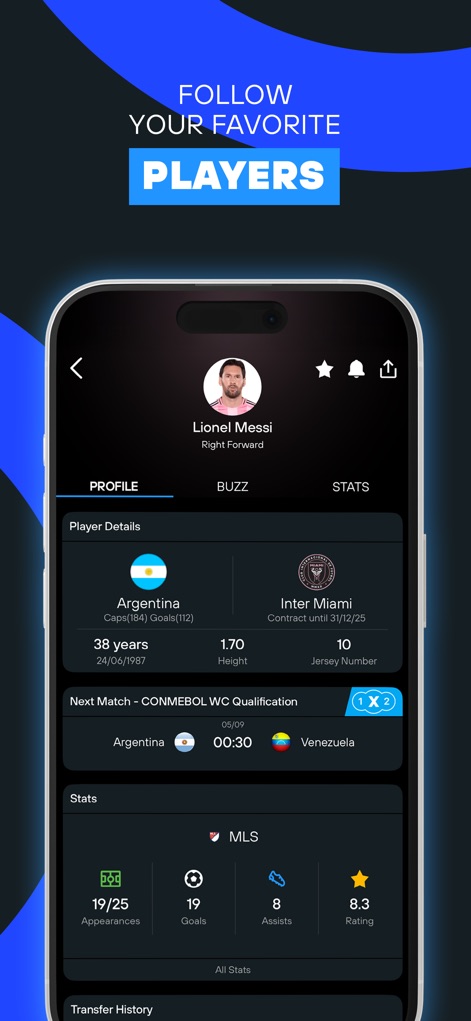 365Scores: Live Sports Scores - Comprehensive Player Profiles