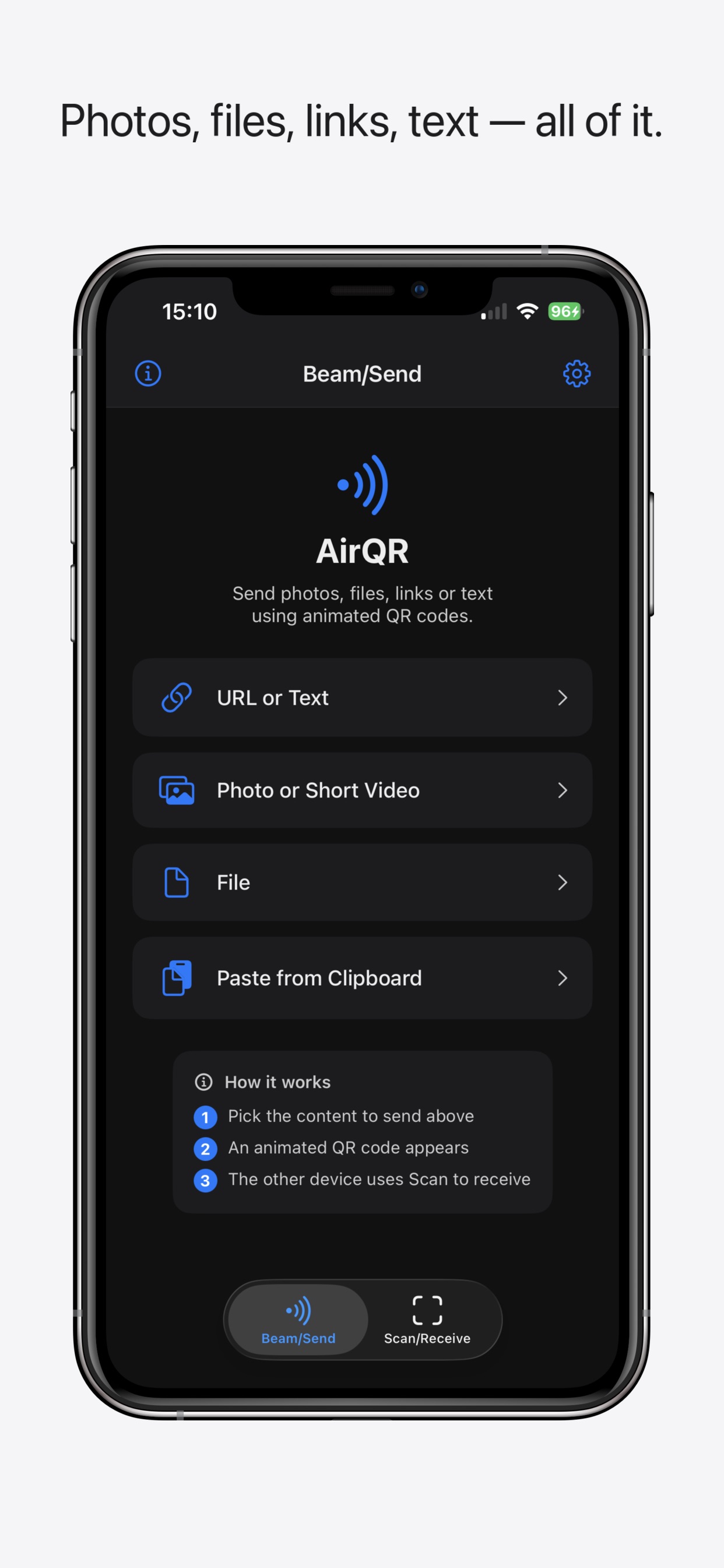 Screenshot 3 of AirQR: QR Code File Transfer