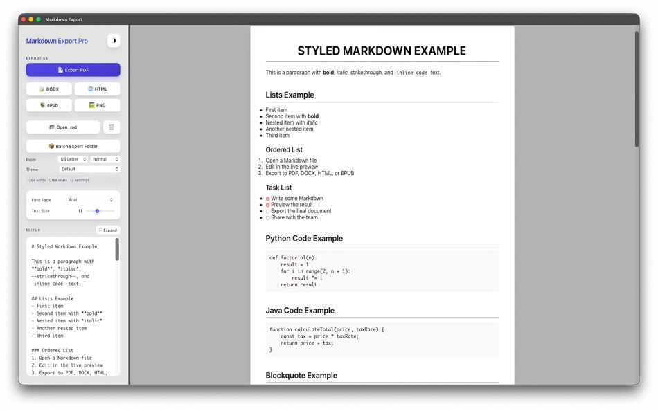 #2. Markdown Export (macOS) By: Tanvir N Hasan