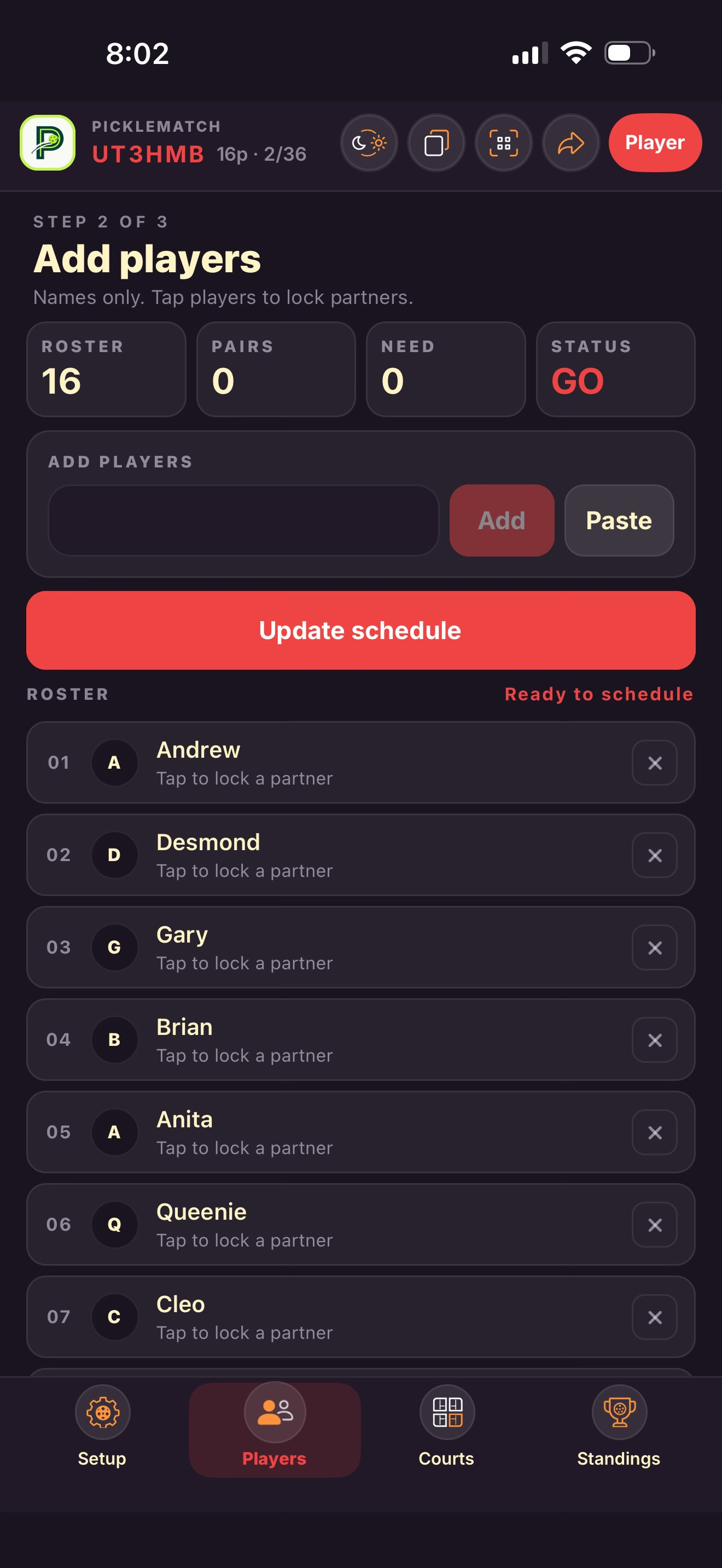 PickleMatch Scheduler