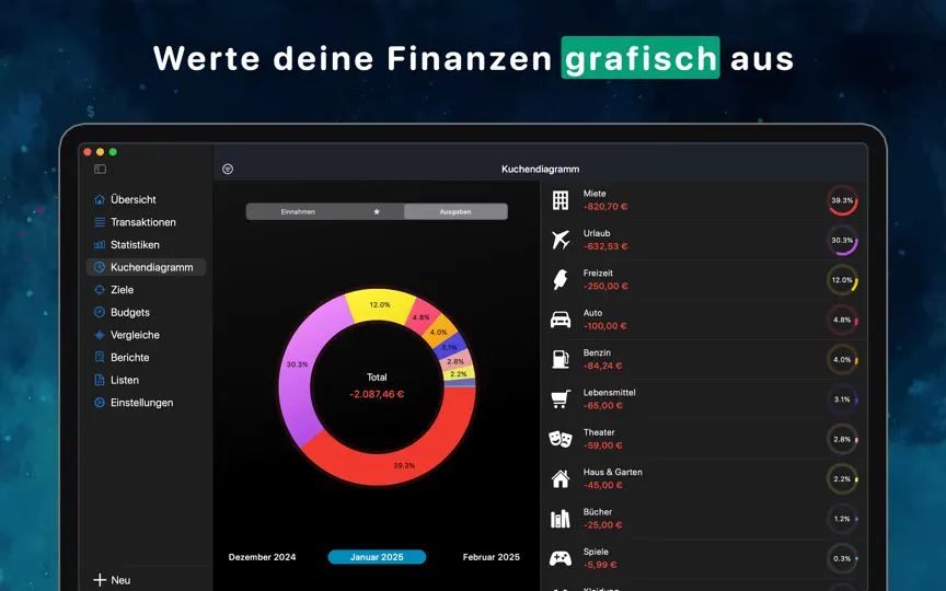 Screenshot von Haushaltsbuch MoneyStats auf dem iPhone 2