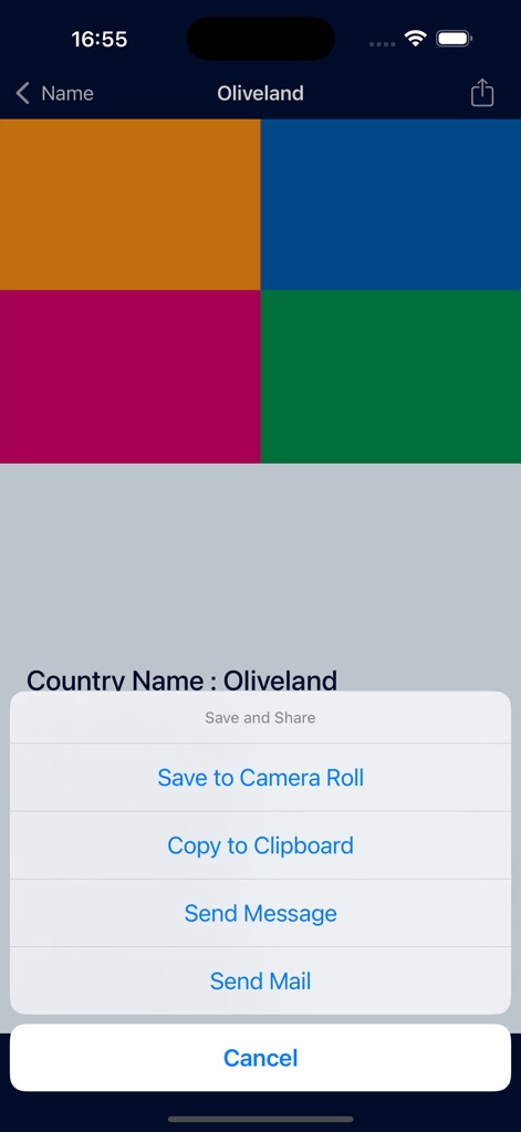 FlagDict: World Flags - The app facilitates easy sharing of flag images, providing options to save to the camera roll or send via various messaging platforms.