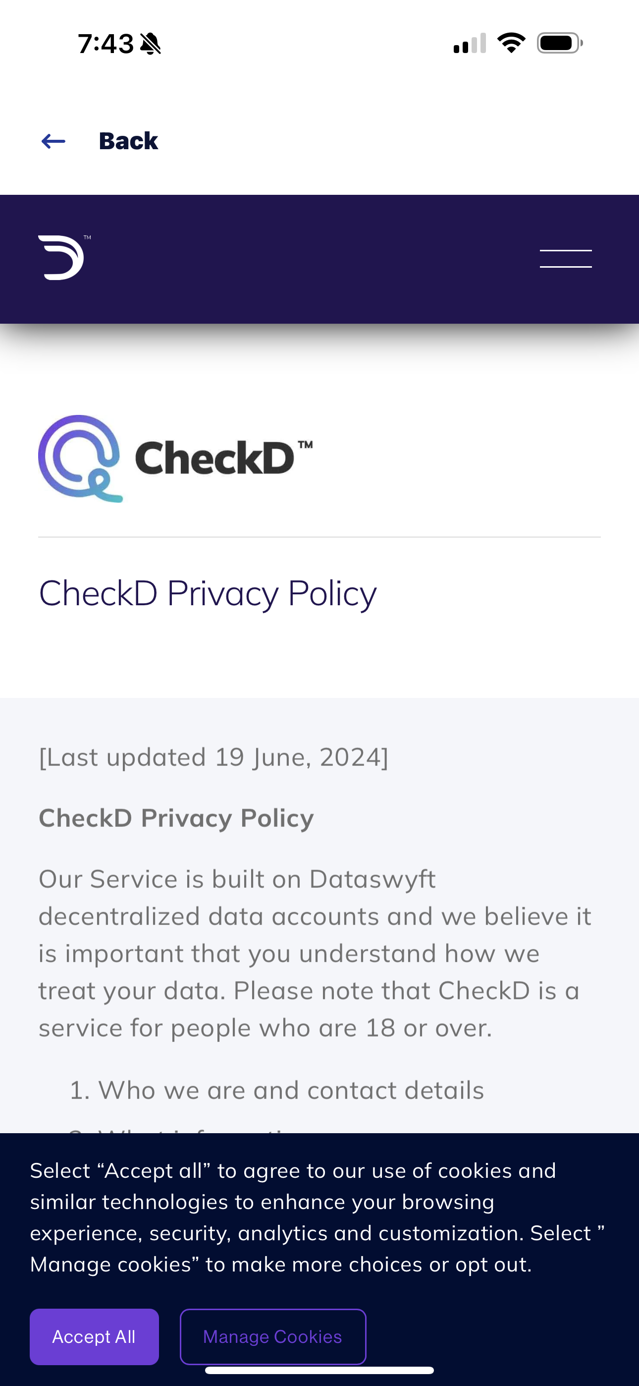 CheckD Dataswyft Wallet