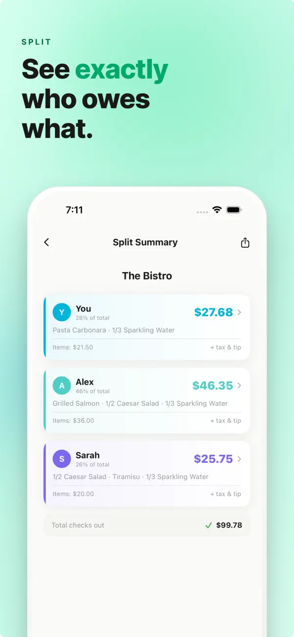 #4. Split - Receipt Splitter (iOS) Ved: Hussein Abdallah