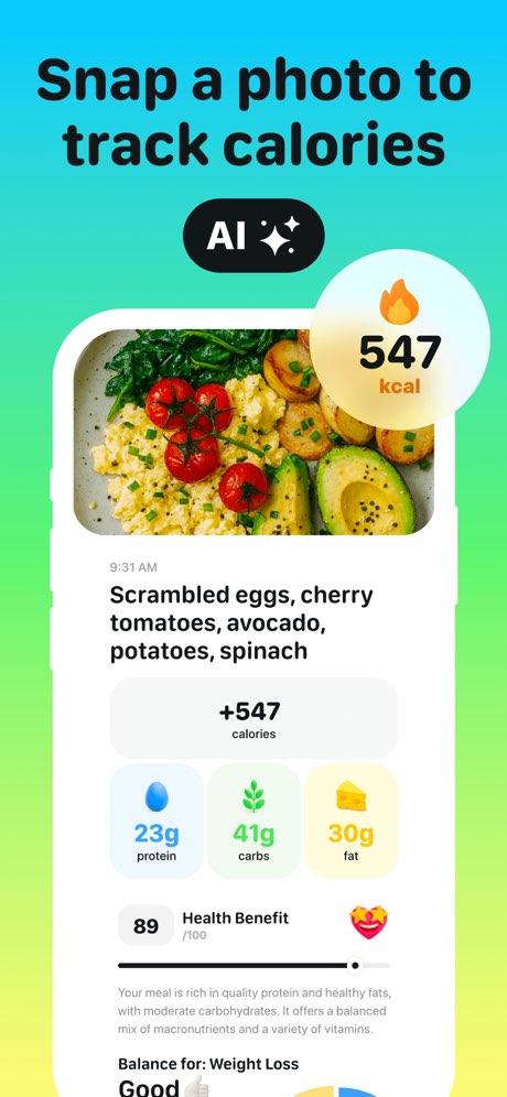 Foodllama AI calorie tracker screenshot 1