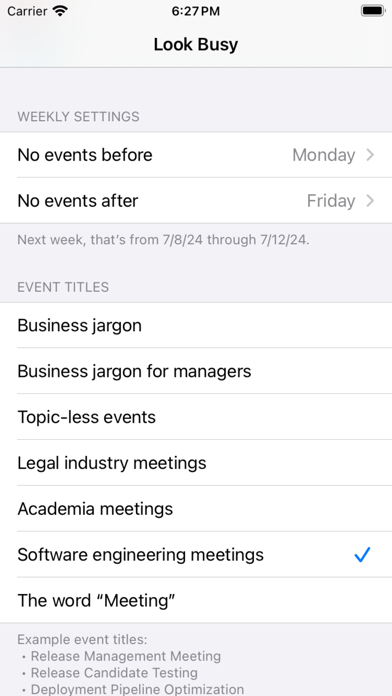 #LookBusy Fake Calendar Events Screenshot