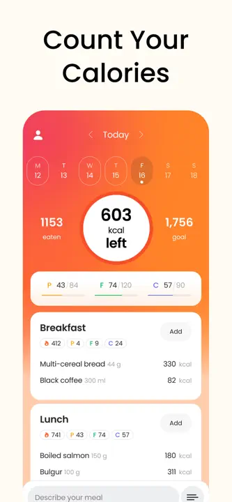 Calorie Counter & Food Tracker : capture d’écran 1 sur 8