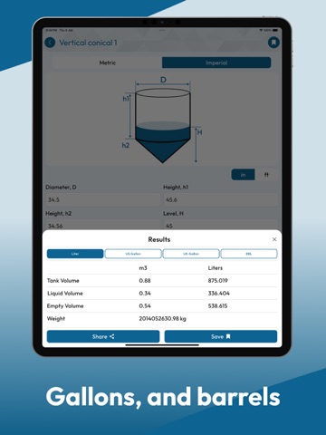 Tank Volume Calculation iPad screenshot