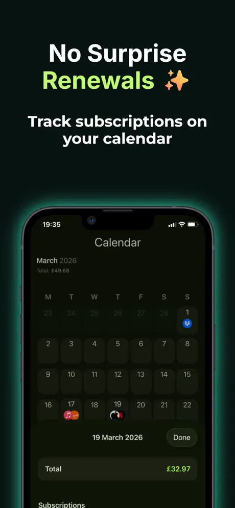 Subio - Subscription Organizer 订阅管理追踪器应用截图