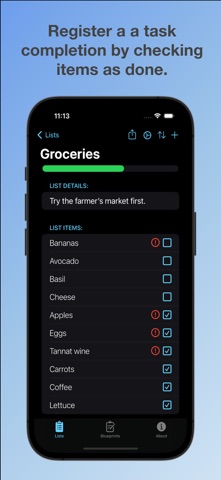 Reusable Lists screenshot