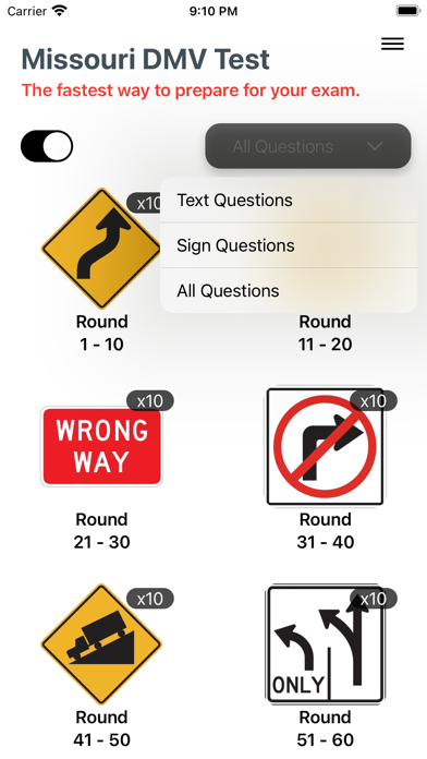 Missouri DMV Practice 2025 Screenshot