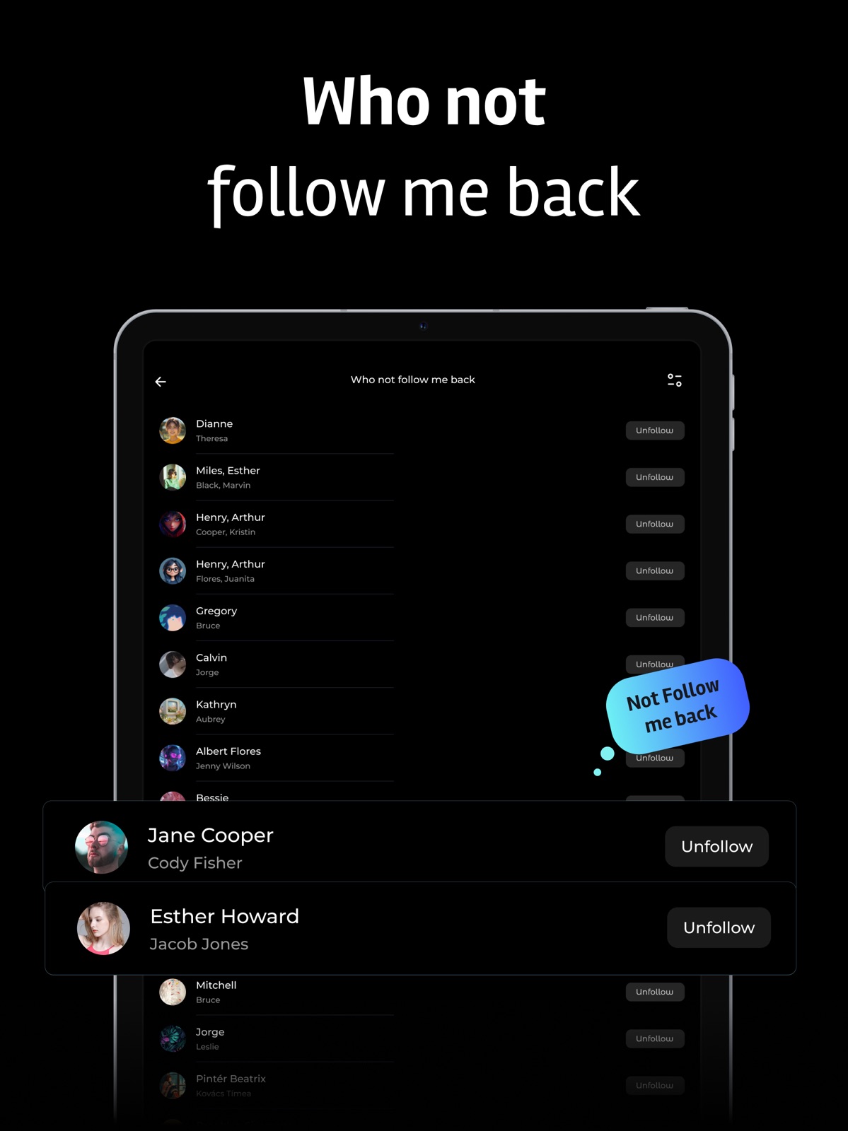 Reports Unfollowers +Followers ipad screenshot 2