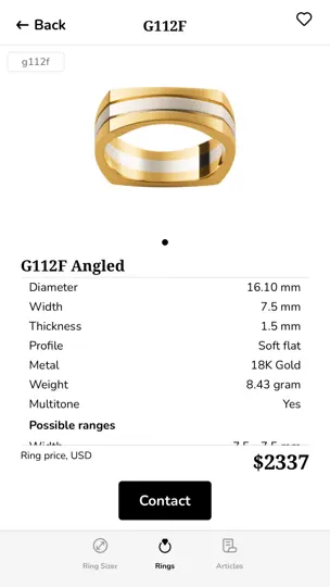 Captura de pantalla de Ring Sizer By Jason Withers © en iPhone 9