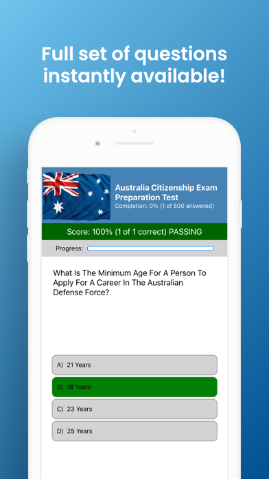Australia Citizenship Exam Screenshot