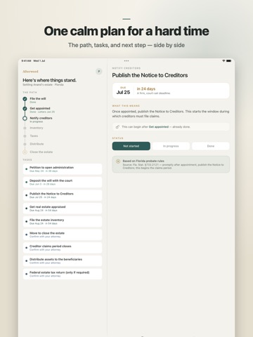 Afterword: Estate Executor iPad screenshot