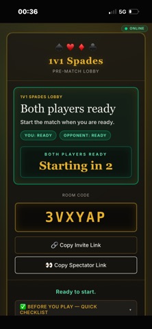 Spades 1V1 screenshot