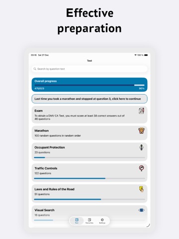 California DMV — practice test iPad screenshot