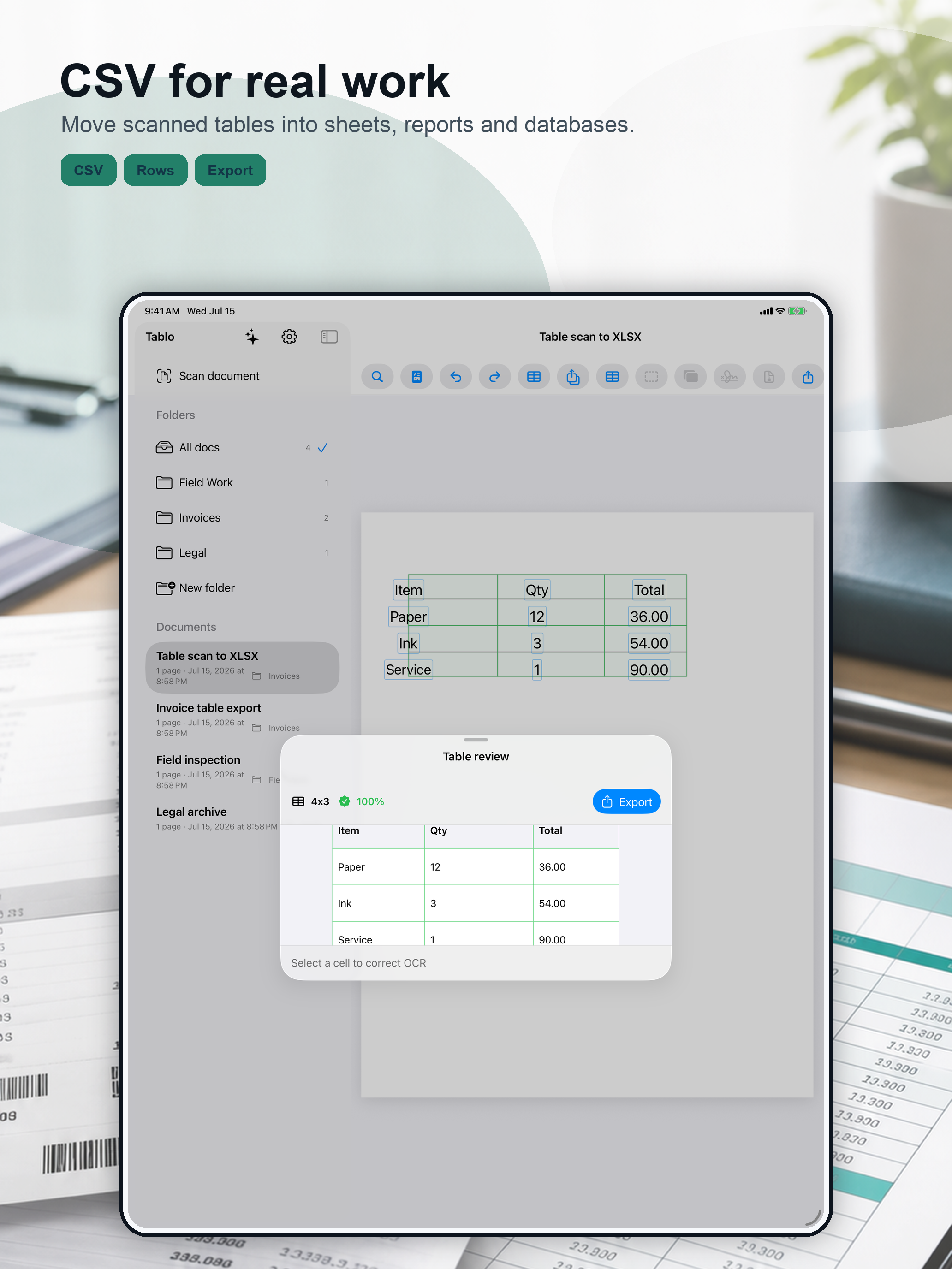 Tablo: PDF & Photo to XLS screenshot 9