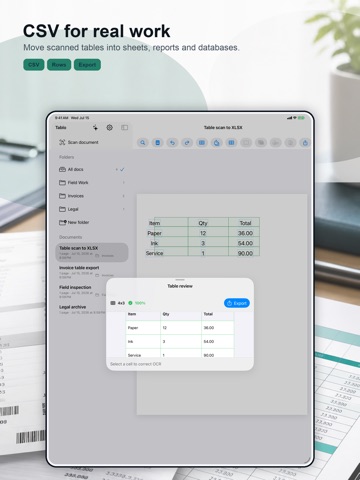 Tablo: Scan PDF & Photo to XLS iPad screenshot
