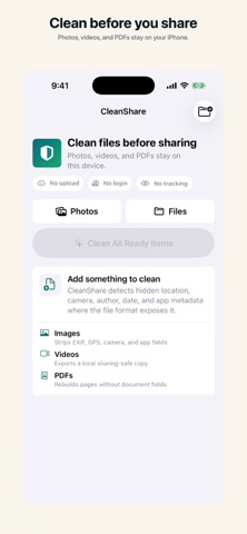 CleanShare: Metadata Cleaner Screenshot 2 of 3