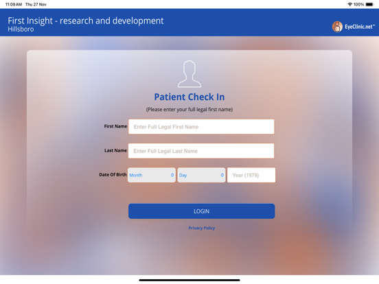 Eyeclinic Check-in iPad screenshot 3 - Medical app