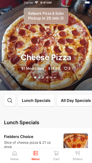 Ballpark Pizza & Subs iPhone screenshot 2 - Food & Drink app