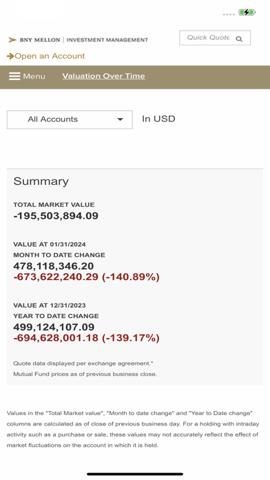 BNY Mellon Brokerage Account Screenshot